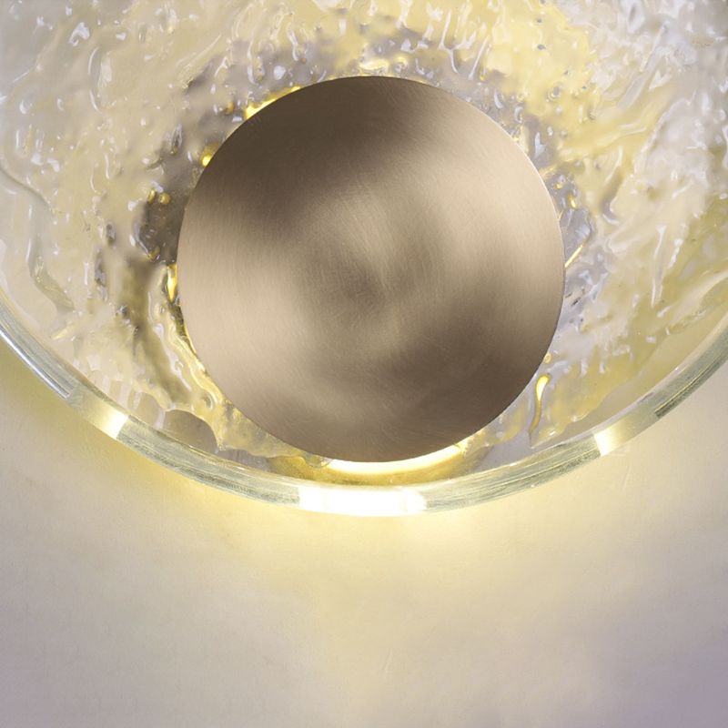 Modern Metal Wall Sconce Circle Shape Wall Light with Crystal Shade for Bedroom