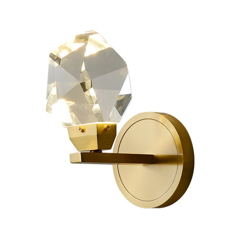 Modern Metal Wall Sconce Geometric Shape Wall Light with Crystal Shade for Bedroom