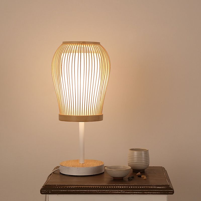 Lámpara de escritorio curvada de la tarea de 1 cabeza japonesa con tono de bambú para la cama