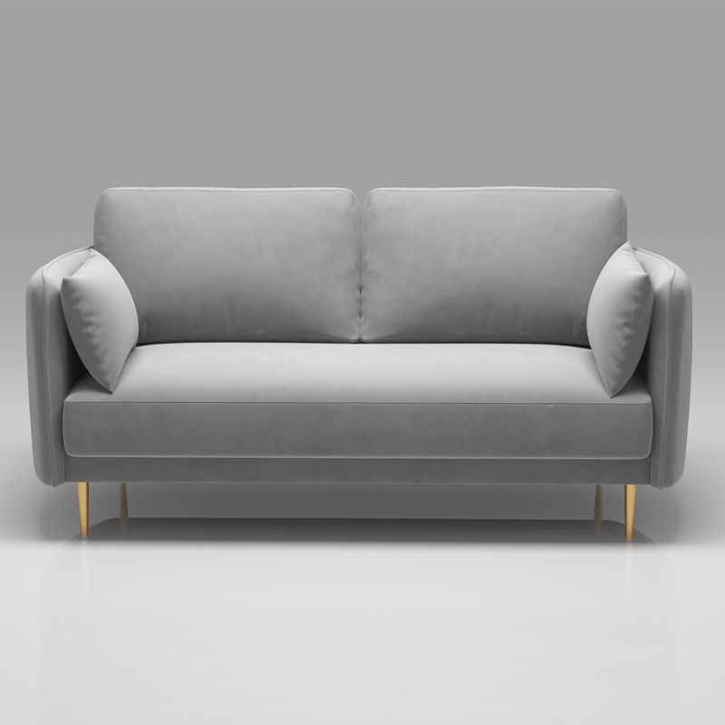 Square Arm Contemporary Settee Sofa Standard Velvet Settee Couch