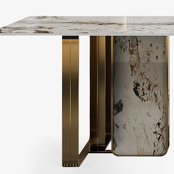 Glam Style Dining Rectangle Table Dining Sintered Stone Table for Home
