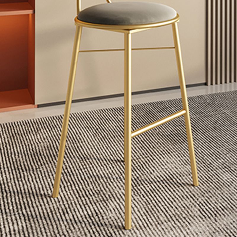 Glam Armless Backrest Counter Stool Iron Cashier Bar Stool with Cushion and Pedal