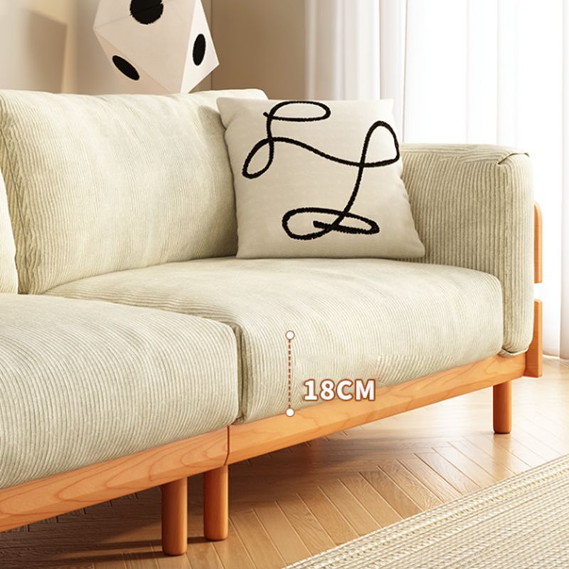 Solid Wood Square Arm Sofa Slipcovered Corduroy Cushions Sofa