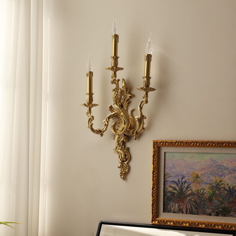 Contemporary Metal Wall Light Brassy Shade Wall Lamp for Bedroom
