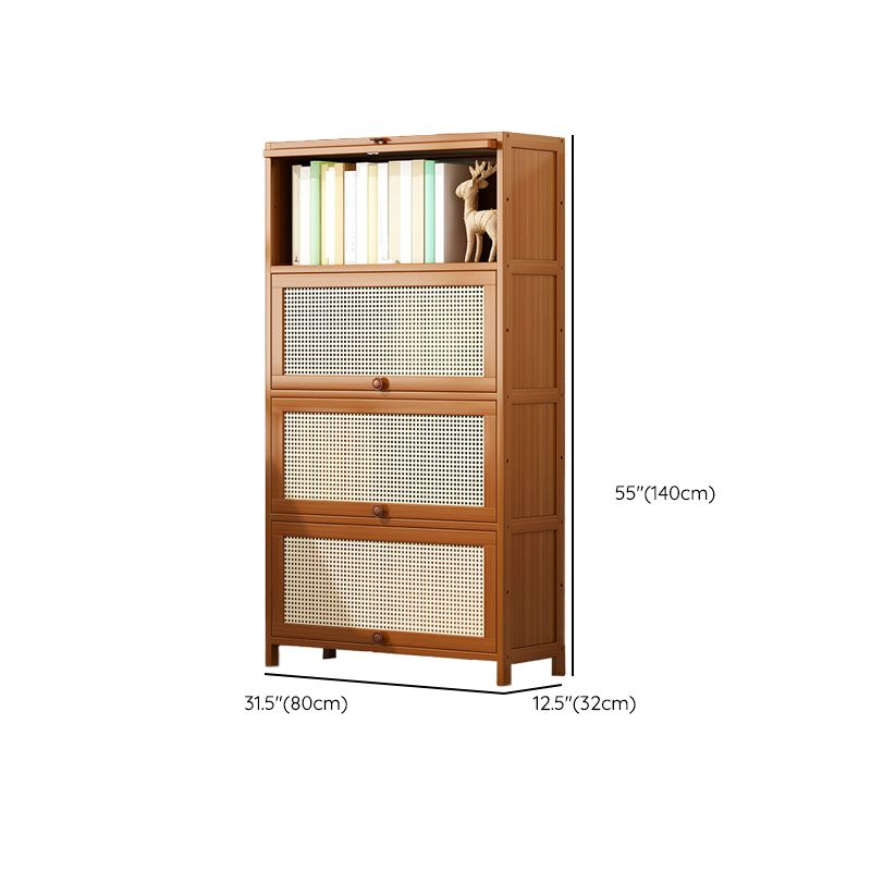 Bamboo Contemporary Bookshelf Standard Bookcase with Cabinets