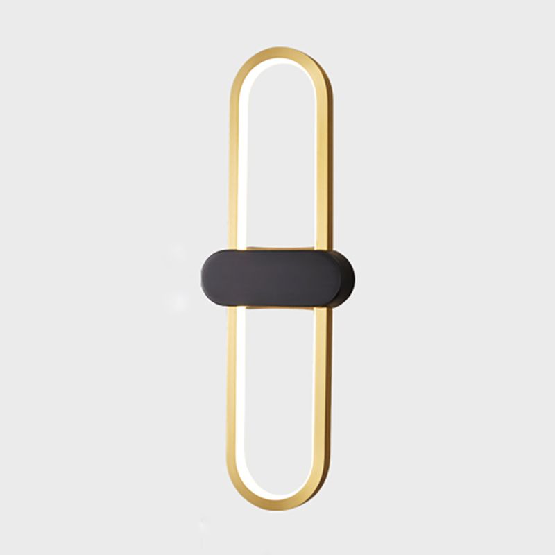 Nordic Style Brass Wall Light Oval Shape LED Wall Sconce in Gold for Living Room