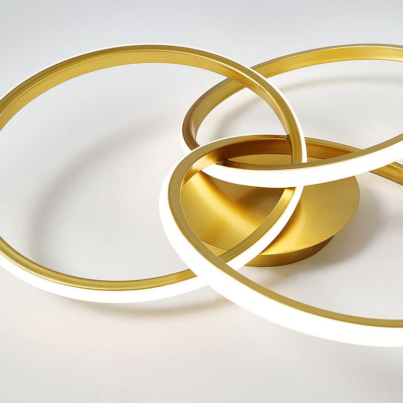 3-Lights Circular Semi Flush Mount Ceiling Lighting Fixture Modern Style Metal Flush Light