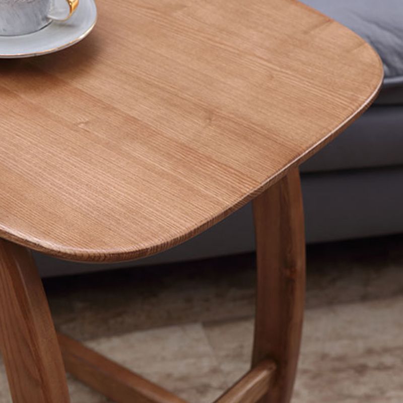 Modern Style Wood End Table Rectangular C-shape Sofa Side Accent Table