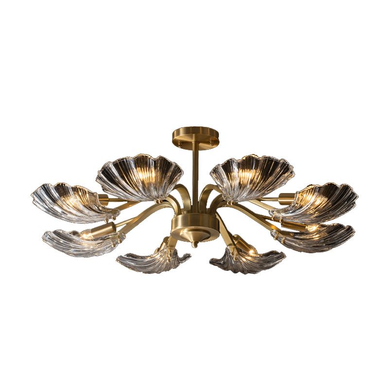 Contemporary Shell-Shaped Flush Light Fixture Glass Flush Mount Ceiling Light in Gold