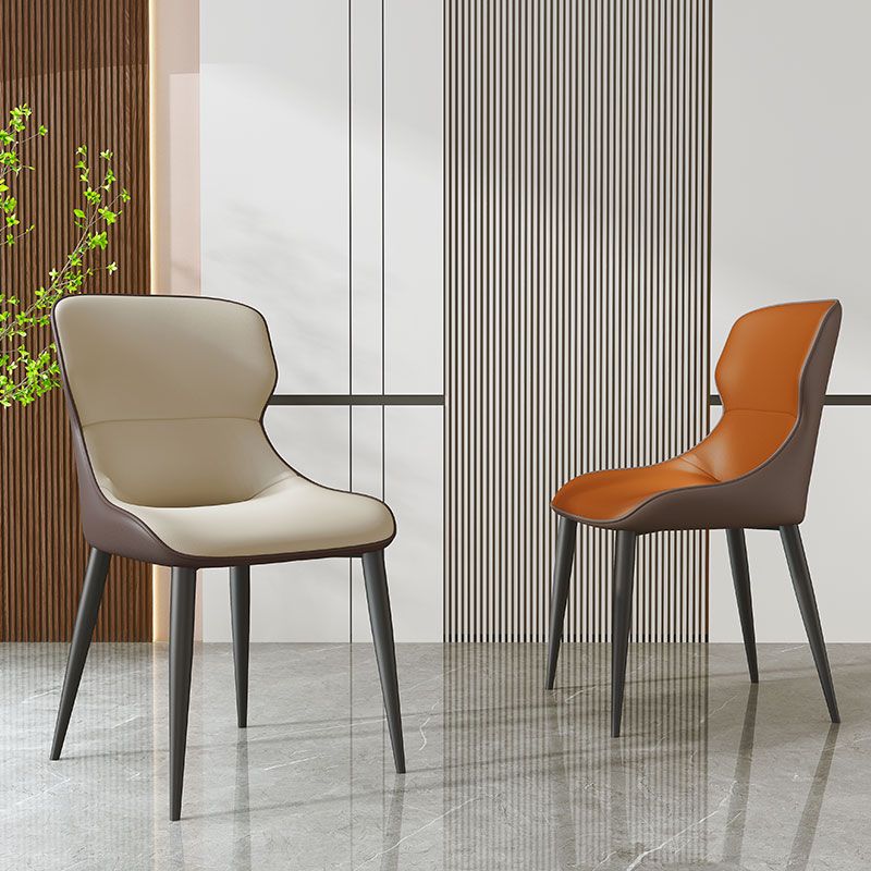 Modern Parsons Side Chair Leather Indoor Dining Chair (Set of 2)