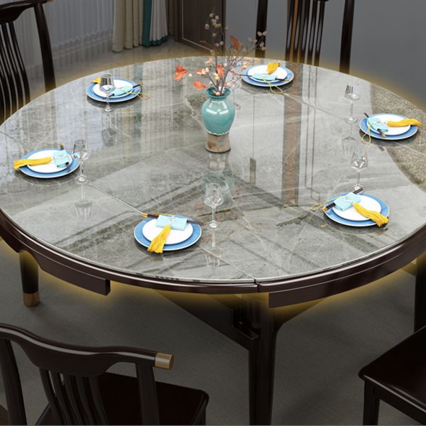 Table à manger de style luxe Table extensible à 4 pieds avec pierre frittée