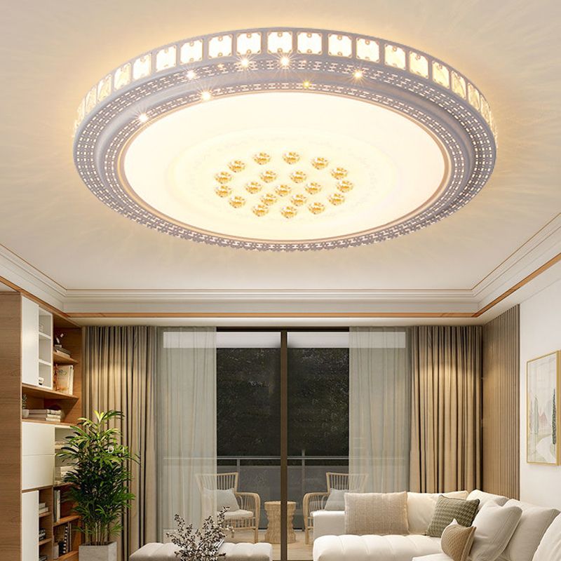 Modern Simple Crystal LED Ceiling Lamp Round Shape Flush Mount for Living Room