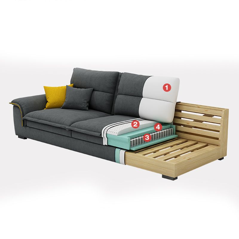 Flared Arm Furniture Sectionals Dark Gray Sofa Sectional with Pillows