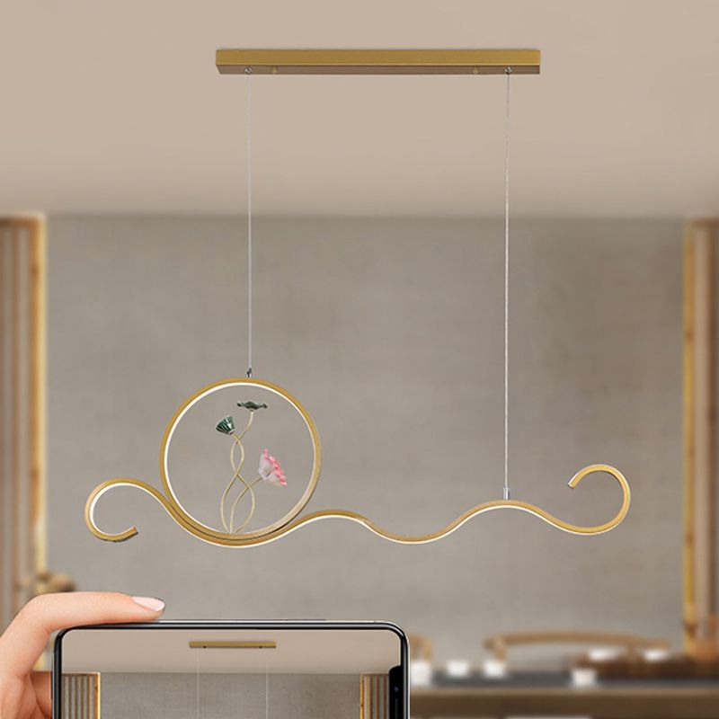 Linear Shape Island Lights Modern Style Metal Two Light Pendant Lighting