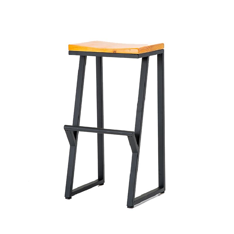 Contemporary Metal Counter Stool Wood Seat Bar Stool for Living Room