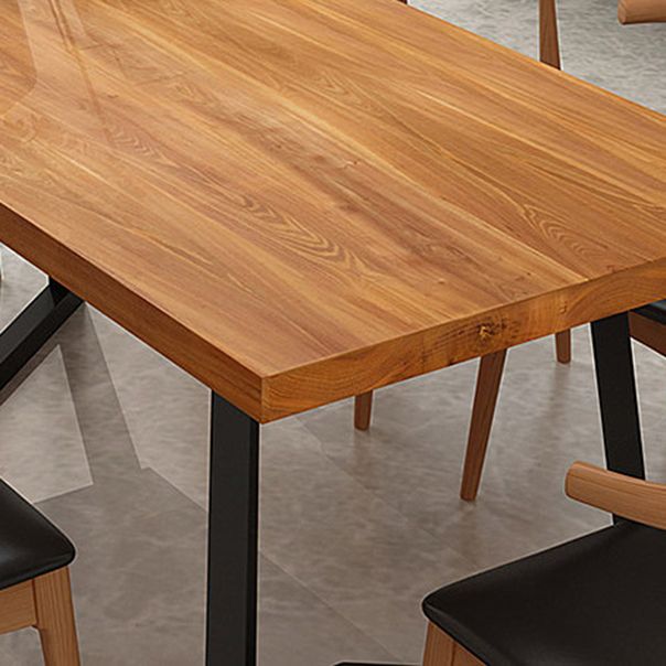 Solid Wood Rectangle Dinette Set 1/2/5/7 Pieces Industrial Dining Table Set in Natural