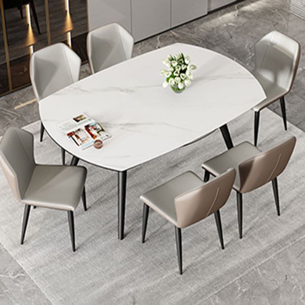 Modern Simple Dining Table Sintered Stone Dinner Table with Wooden Base