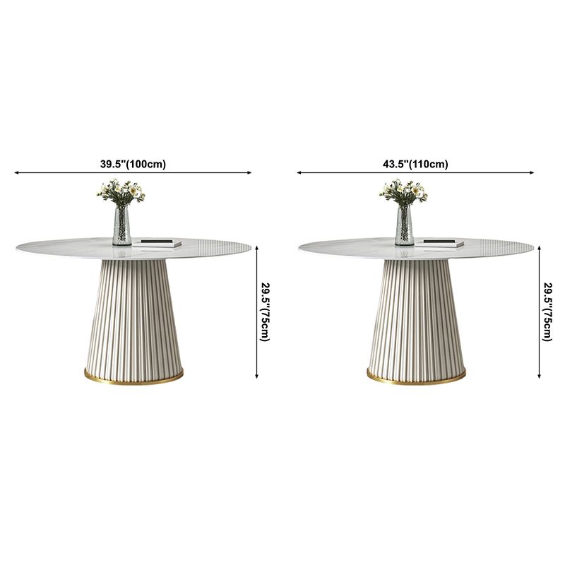 Traditioneller luxuriöser runder Esstisch gesinterten Steintisch mit weißer Sockelbasis