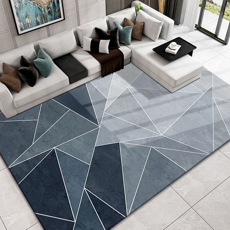 Fashionable Multicolor Nordic Rug Polyester Geometric Blocks Carpet Non-Slip Machine Washable Stain Resistant Rug for Living Room
