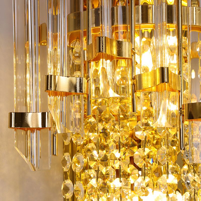 Pronzo della parete a montaggio a filo oro con lampada da parete postmoderna a tonalità di cristallo chiaro