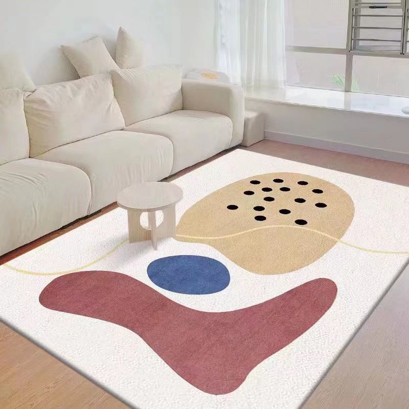 Modern Colorblock Rug Polyester Rug Friendly Washable Non-Slip Area Rug for Living Room