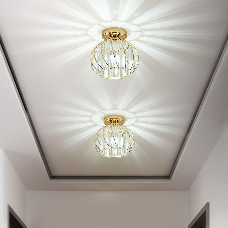 Luminaire de plafond de lanterne de Style moderne, luminaire de plafond d'allée en cristal