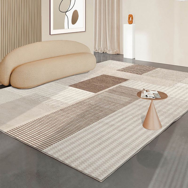 Contemporary Rug Polyester Simple Rug Non-Slip Backing Rug for Home Decor