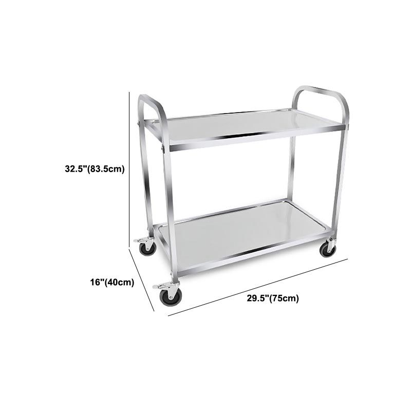 Contemporary Rolling Prep Table Metal Prep Table with Open Storage