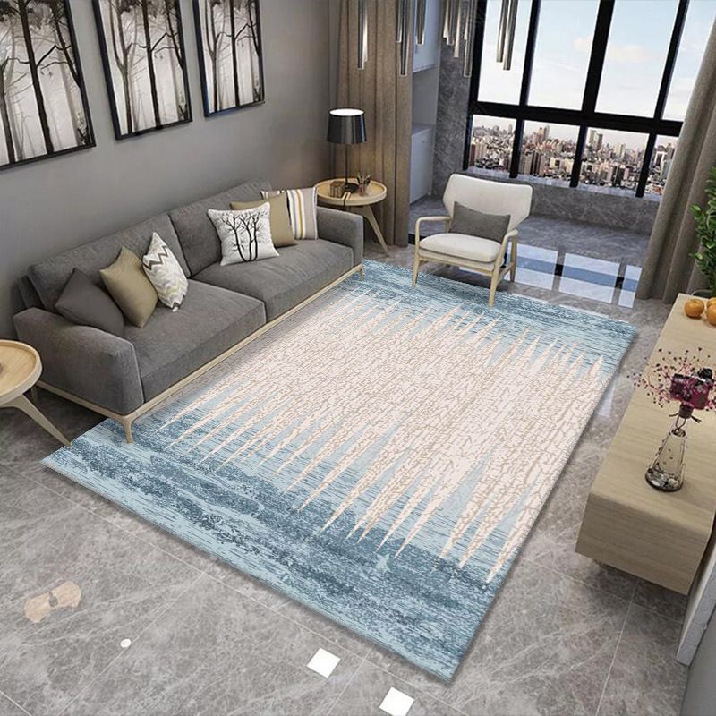 Dark Brown Abstract Print Rug Polyester Simple Rug Stain Resistant Rug for Home Decoration