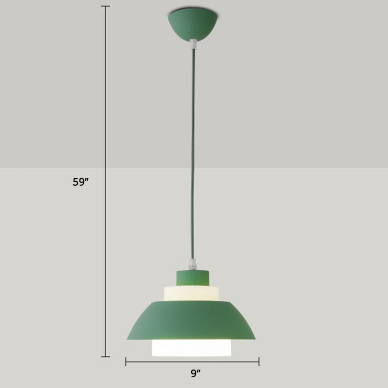 Bol en aluminium plafonnier pendrier léger macaron à la lampe à bulbe unique avec insert de l'ombre acrylique