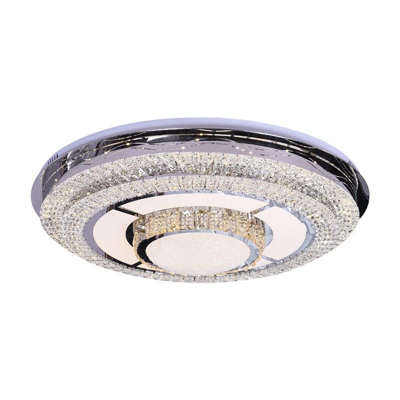 Round Crystal Flush Mount Light Fixture Modern Stainless-Steel LED Flush Light Fixture