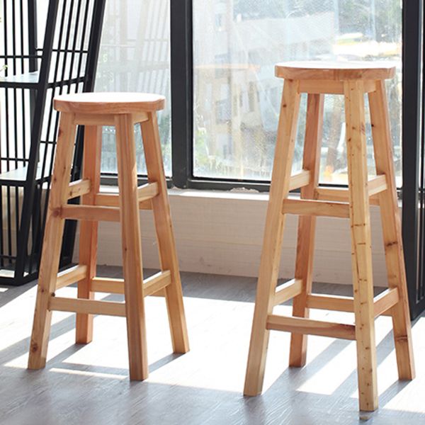 Moderner armloser Rückenloser Thekenhocker Holz Café Barhocker mit Holzsitz, 1 Stück