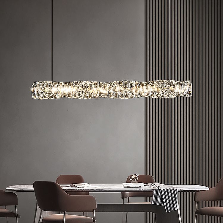 Crystal Island Light Modern LED Island Hanging Light for Dining Room