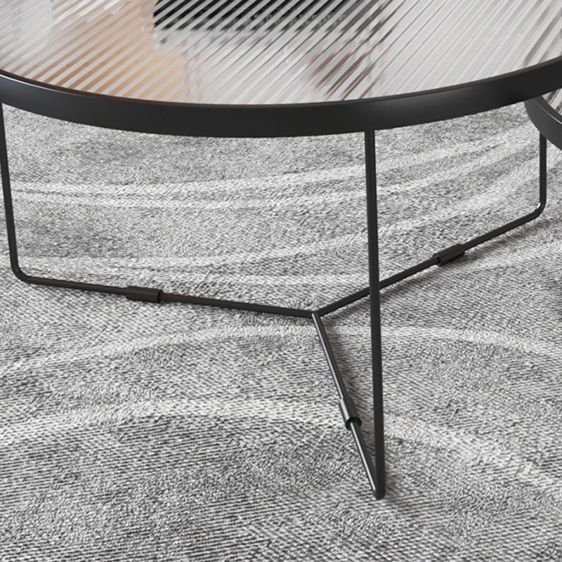 Modern Style Round Toughened Glass Table with Metal Cross Legs Coffee Table