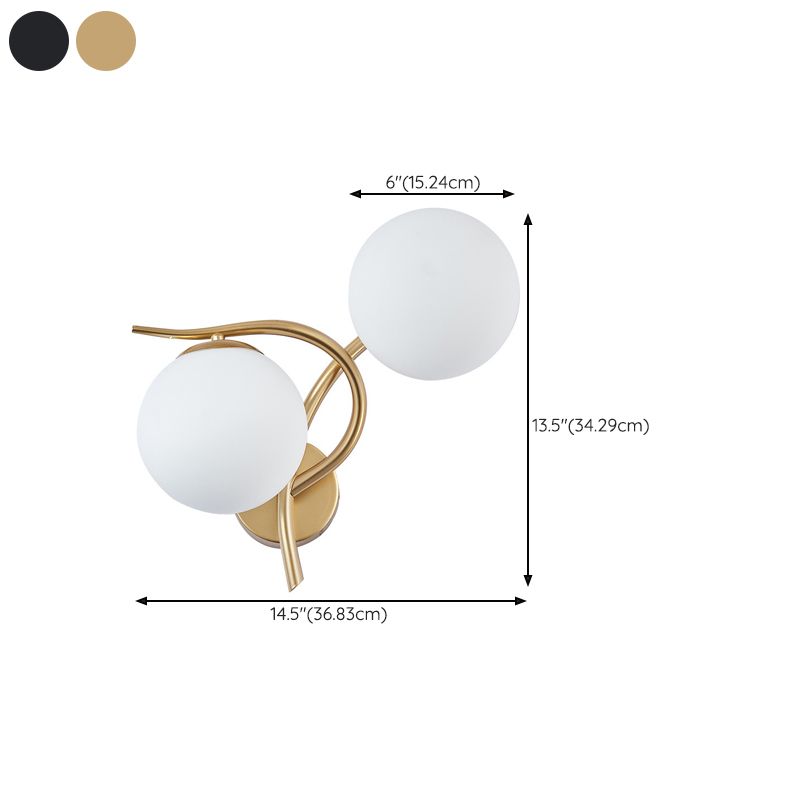 Modern Style Globe Shape Wall Light Glass 2 Light Sconces for Bedroom