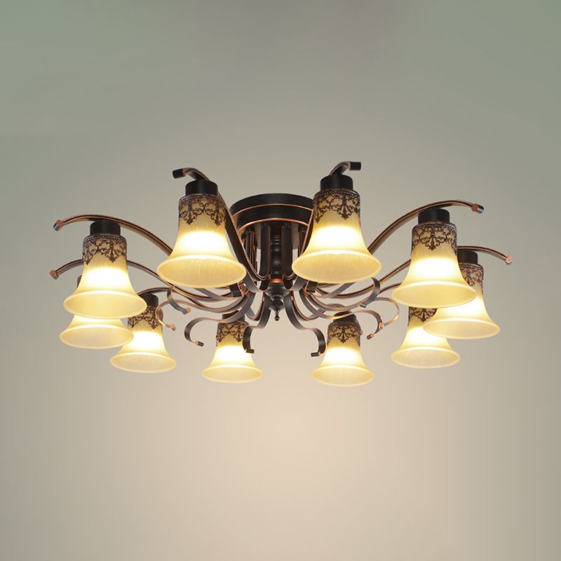 Decorative Bell Flush Lightture Glass Flush Mount Lights en noir pour le salon