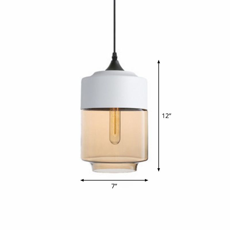 Amber Glass Shaded Hanging Lamp Vintage Style Single-Bulb Dining Room Lighting Pendant