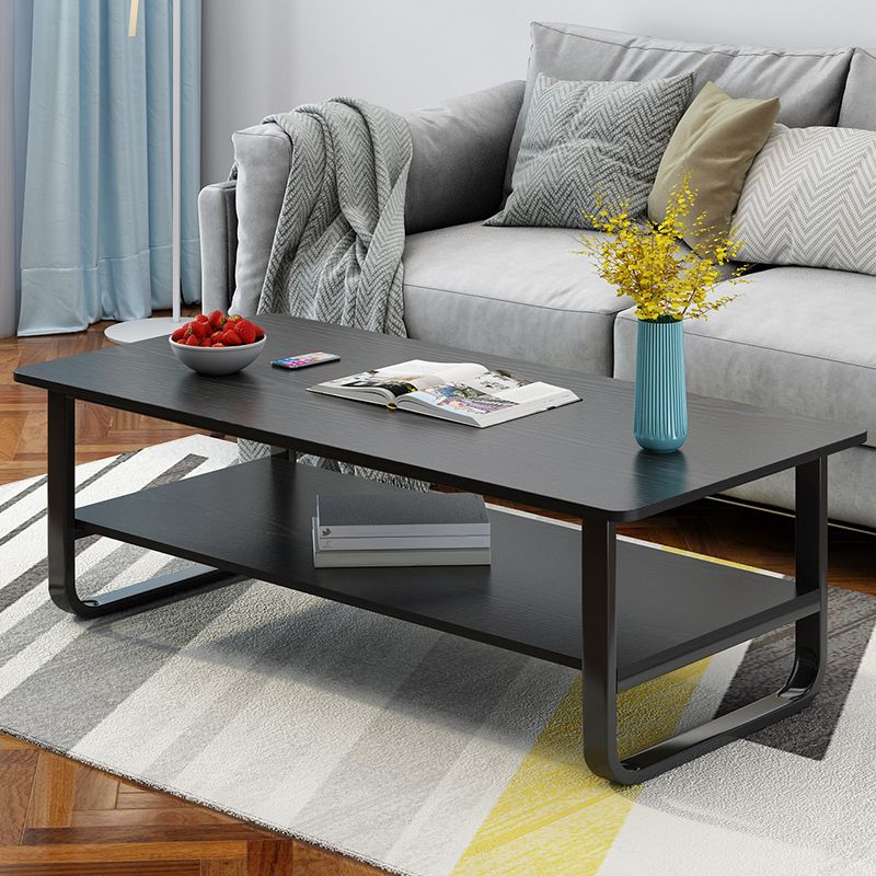 Modern Wood Rectangle Coffee Table White and Black Cocktail Table