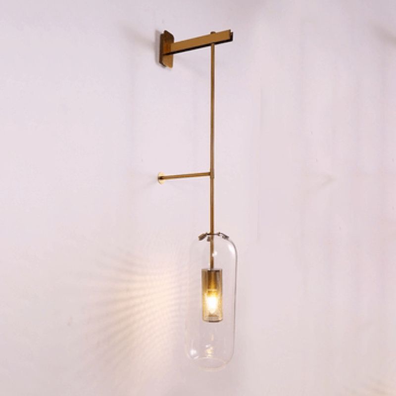 Contemporary Circle Shape Wall Light with Glass Shade for Living Room