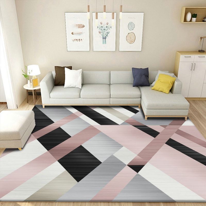 Colorful Triangle Print Rug Multicolor Modern Style Rug Synthetics Washable Stain Resistant Anti-Slip Rug for Home