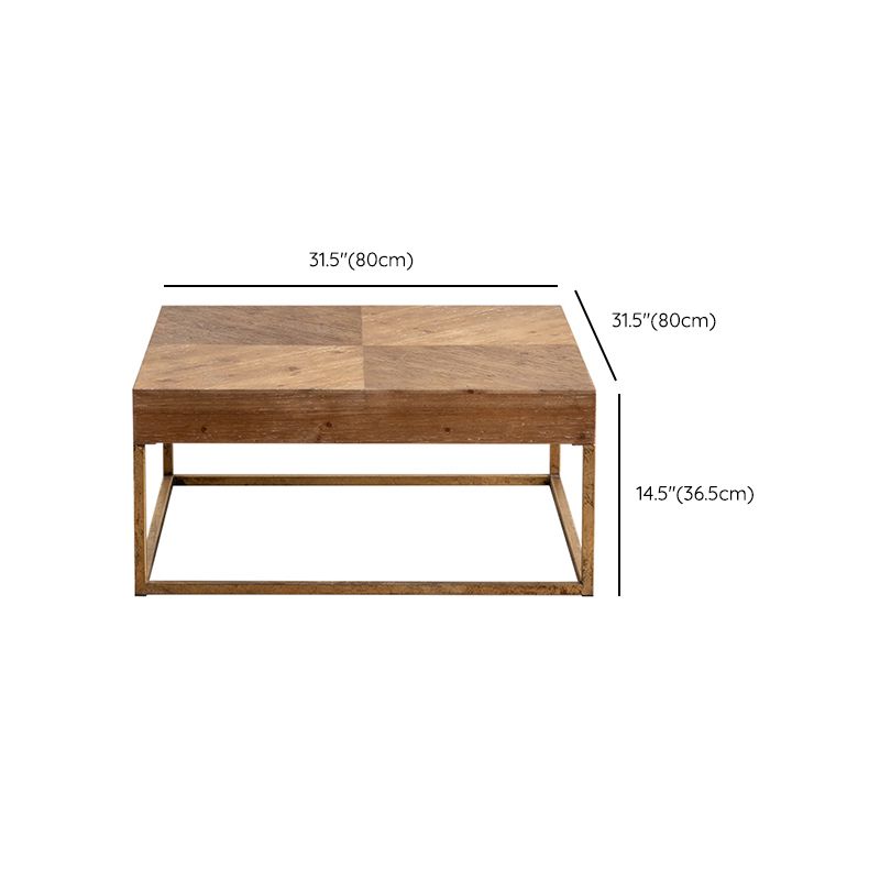 Block Coffee Table Solid Wood Natural Color Coffee Table for Living Room