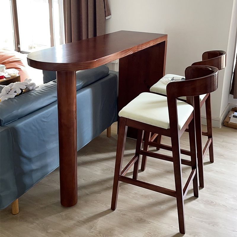 Specialty Solid Wood Bar Table Brown Double Pedestal Bar Height Pub Table