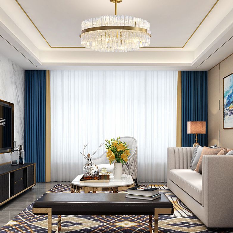 Moltiplicatore Crystal Crystal Light Modern Metal Round Living Room Lampella Luce in oro