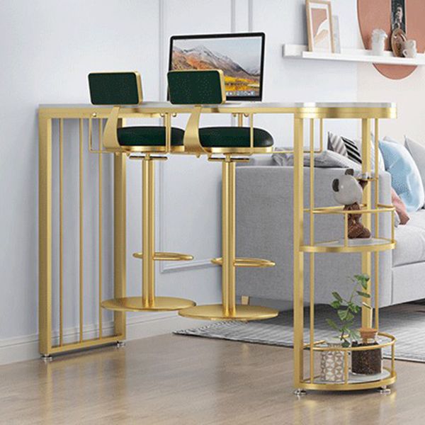 Modern Stone Top Bar Table Set 1/2/3 Pcs Free Form Bar Table and Adjustable Height Stools