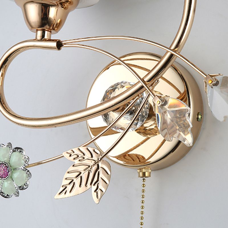 Lámpara de pared cilíndrica de vidrio de pintura a mano 2 luces de oro de 2 luces de oro