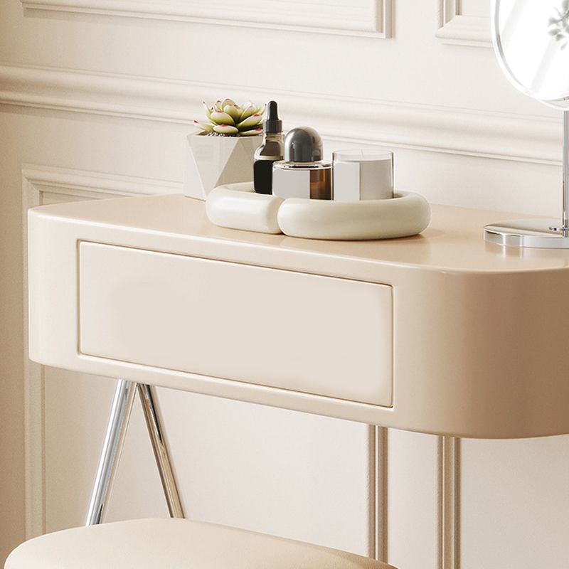 Engineered Wood Vanity and Stool in Black/Beige Dressing Table