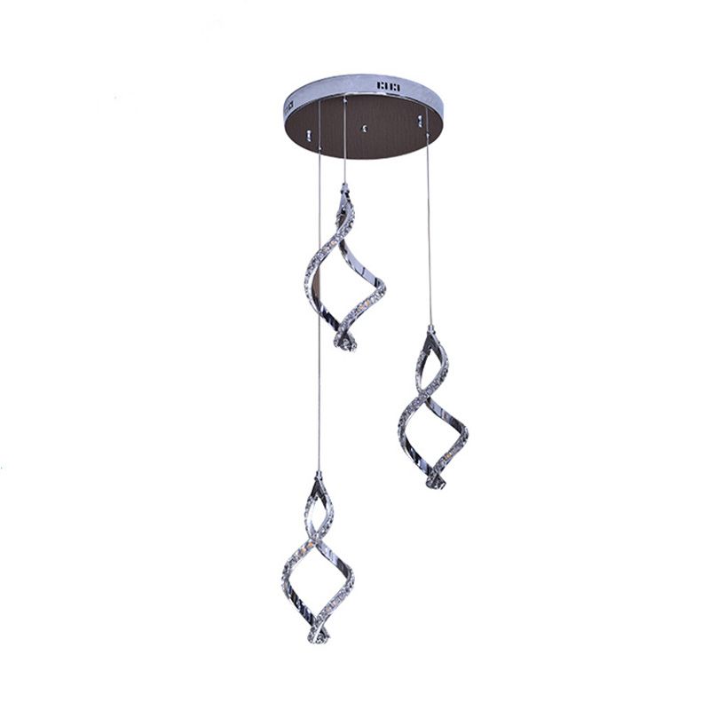 Colgante de clúster en forma de níquel Estilo moderno 3 luces 3 luces de cristal iluminación con luz cálida/blanca