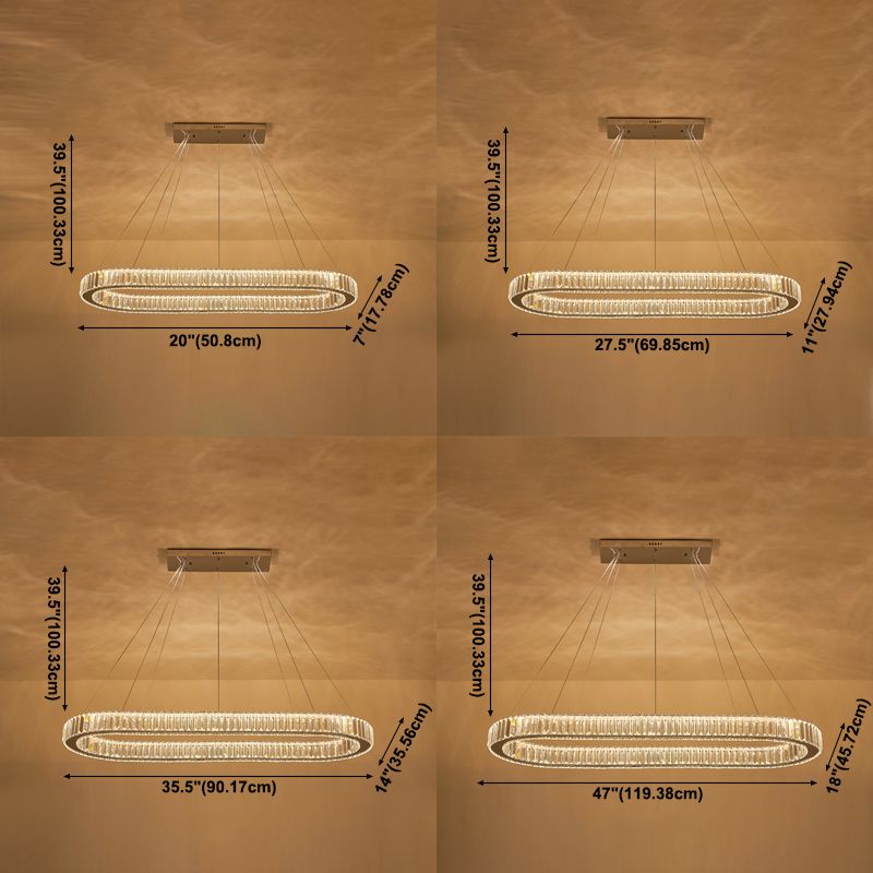 Minimalist Crystal Hanging Lamp, Luxury Linear Shade Hanging Light in Gold for Dinner Table