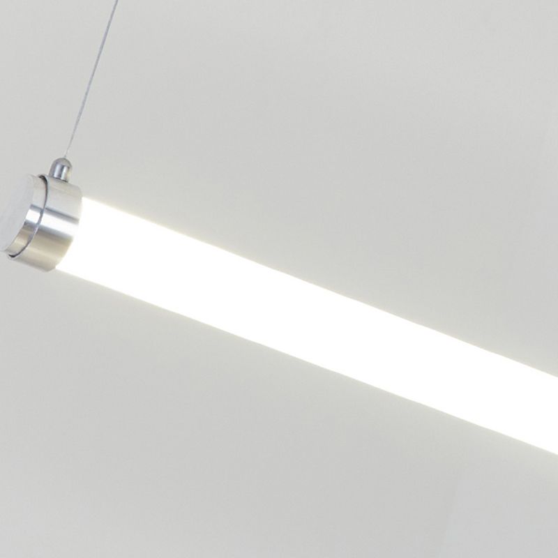 Silver Modern Metal Ceiling Light Tube Shape Island Light with Acrylic Shade for Bedroom