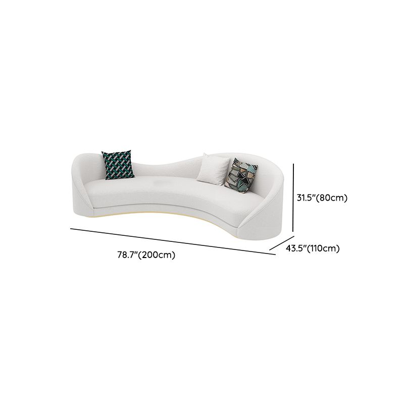 Northern European Curved Sofa 31.5" High Wool Settee in Beige